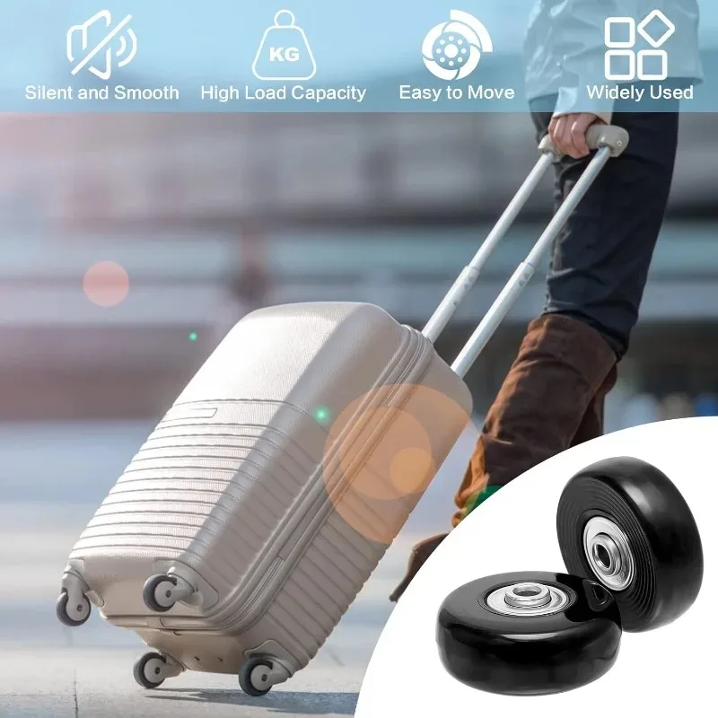4 PCS 50x18mm Luggage Suitcase Replacement Wheels, Rubber Luggage Wheel Repair Kit Heavy Duty Suitcase Wheels Replacement(Black) thumbnail 4