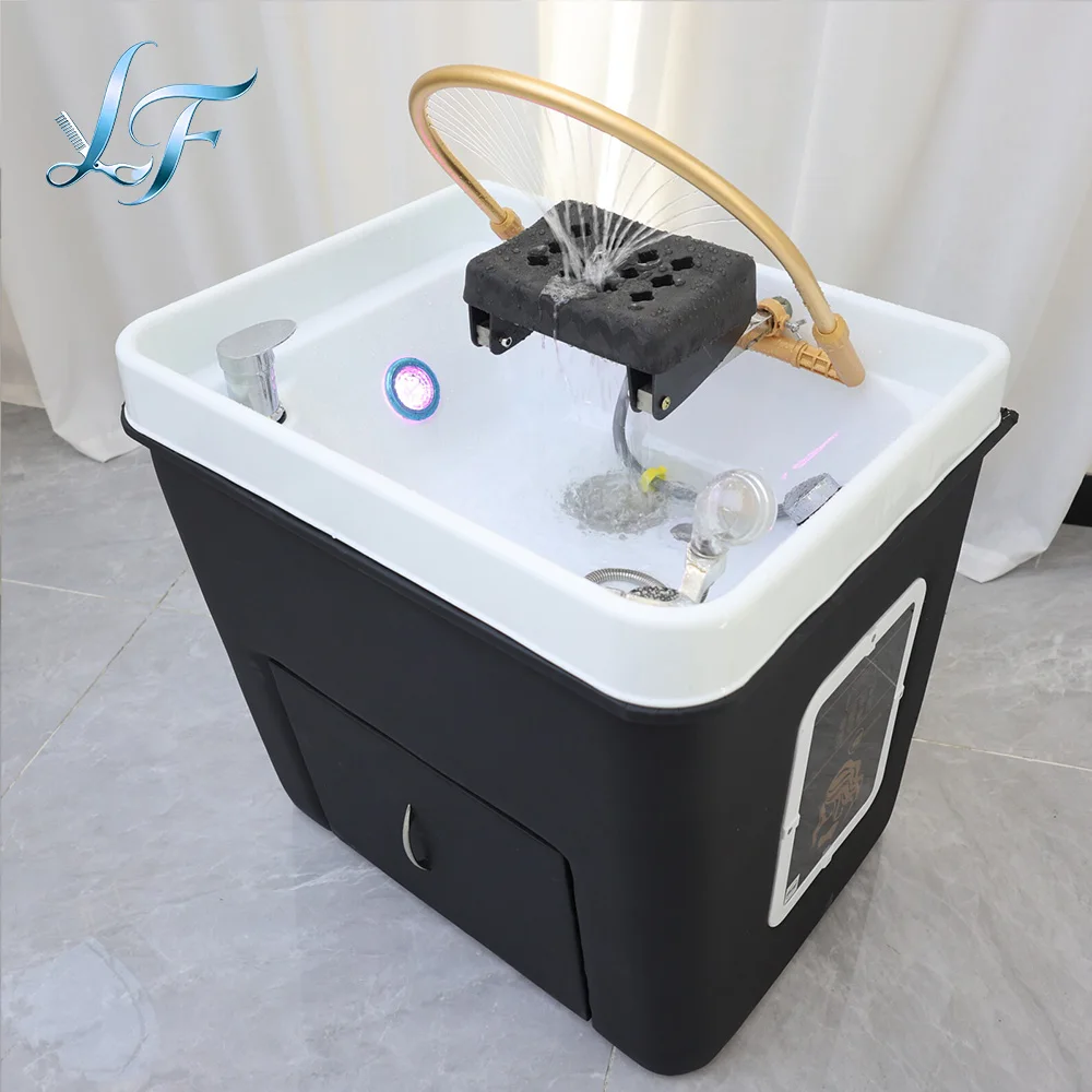 Salon Shampoo Chair With Ceramic Sink, Head Spa Fumigation Washing Station, Modern Bathroom Spa Furniture thumbnail 2