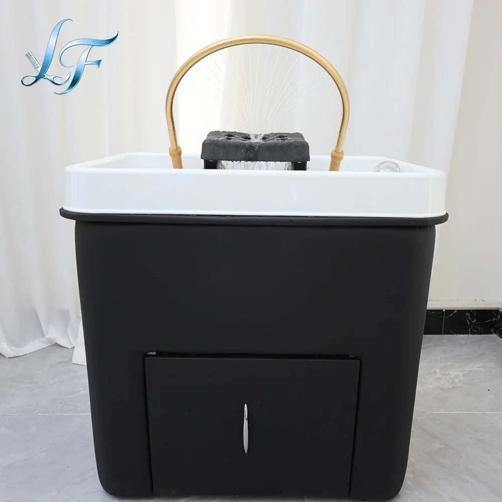 Salon Shampoo Chair With Ceramic Sink, Head Spa Fumigation Washing Station, Modern Bathroom Spa Furniture thumbnail 3
