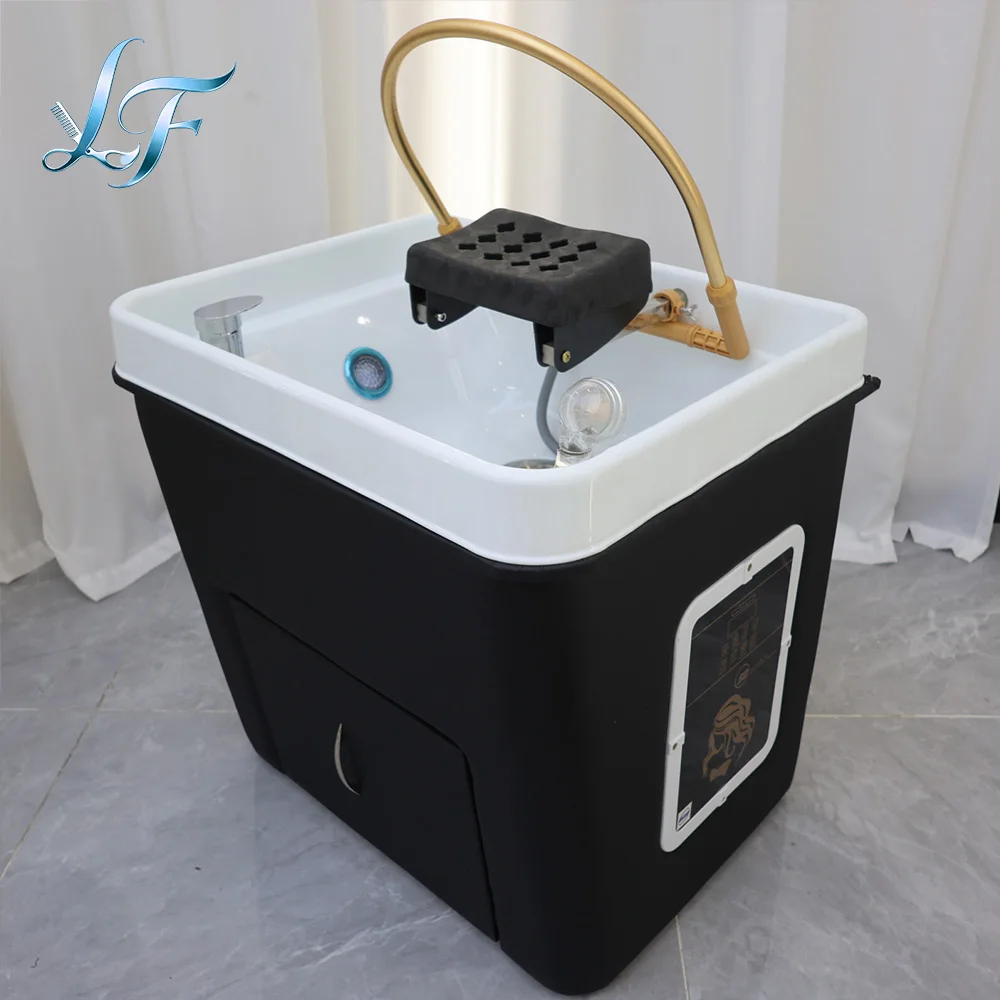 Salon Shampoo Chair With Ceramic Sink, Head Spa Fumigation Washing Station, Modern Bathroom Spa Furniture thumbnail 5