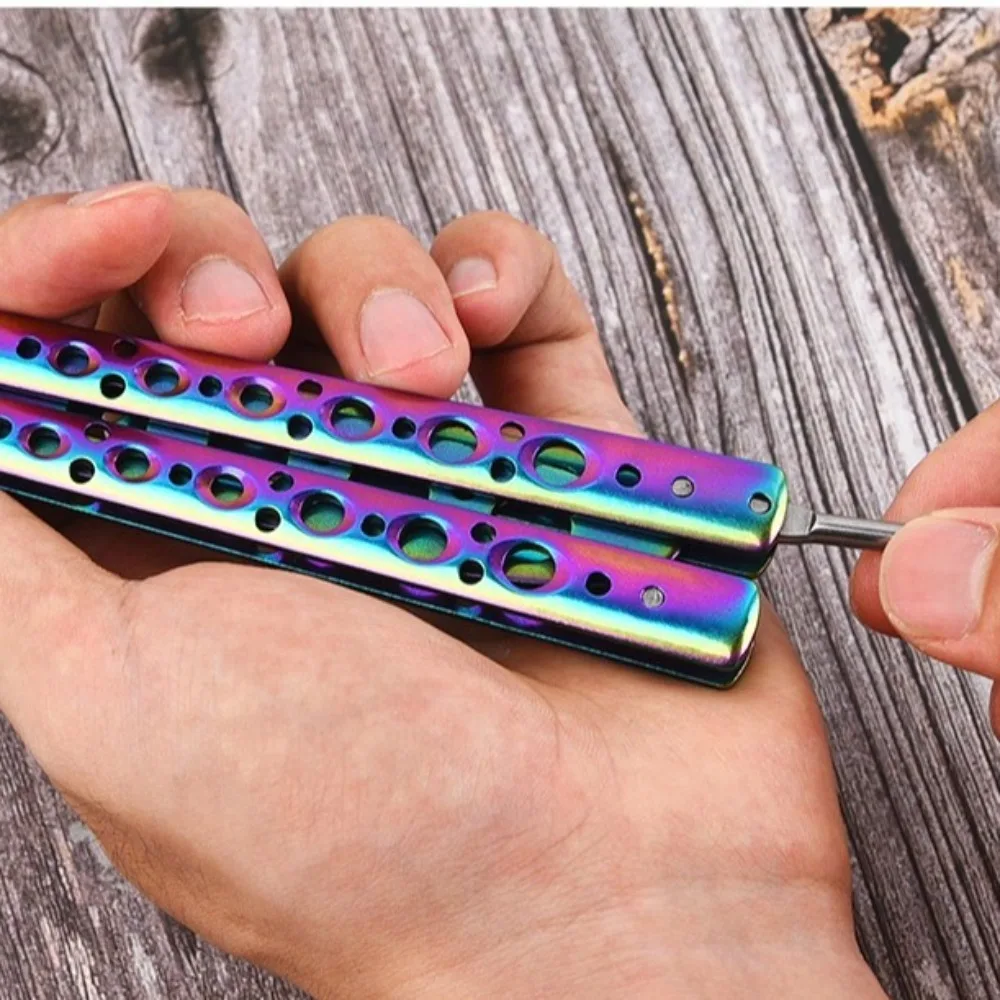 Foldable Butterfly Knife Trainer Stainless Steel Portable Training Tool Cosplay Accessories Practice Knifes for Outdoor Games thumbnail 5