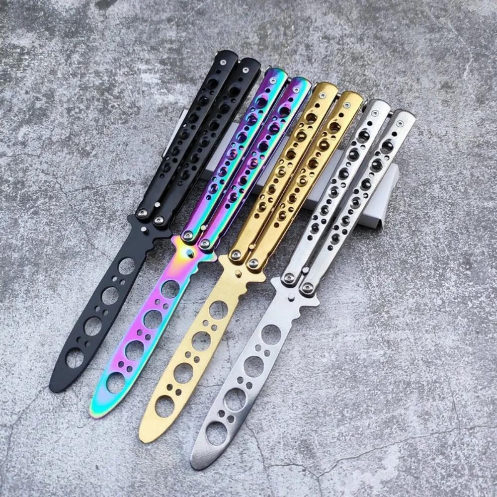 Foldable Butterfly Knife Trainer Stainless Steel Portable Training Tool Cosplay Accessories Practice Knifes for Outdoor Games thumbnail 2