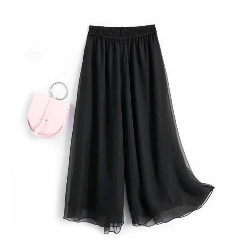 Fashion Chiffon Dance Pants Elastic Waist Loose Wide Leg Pants Modern Dance Elegant Yoga Trousers Dance