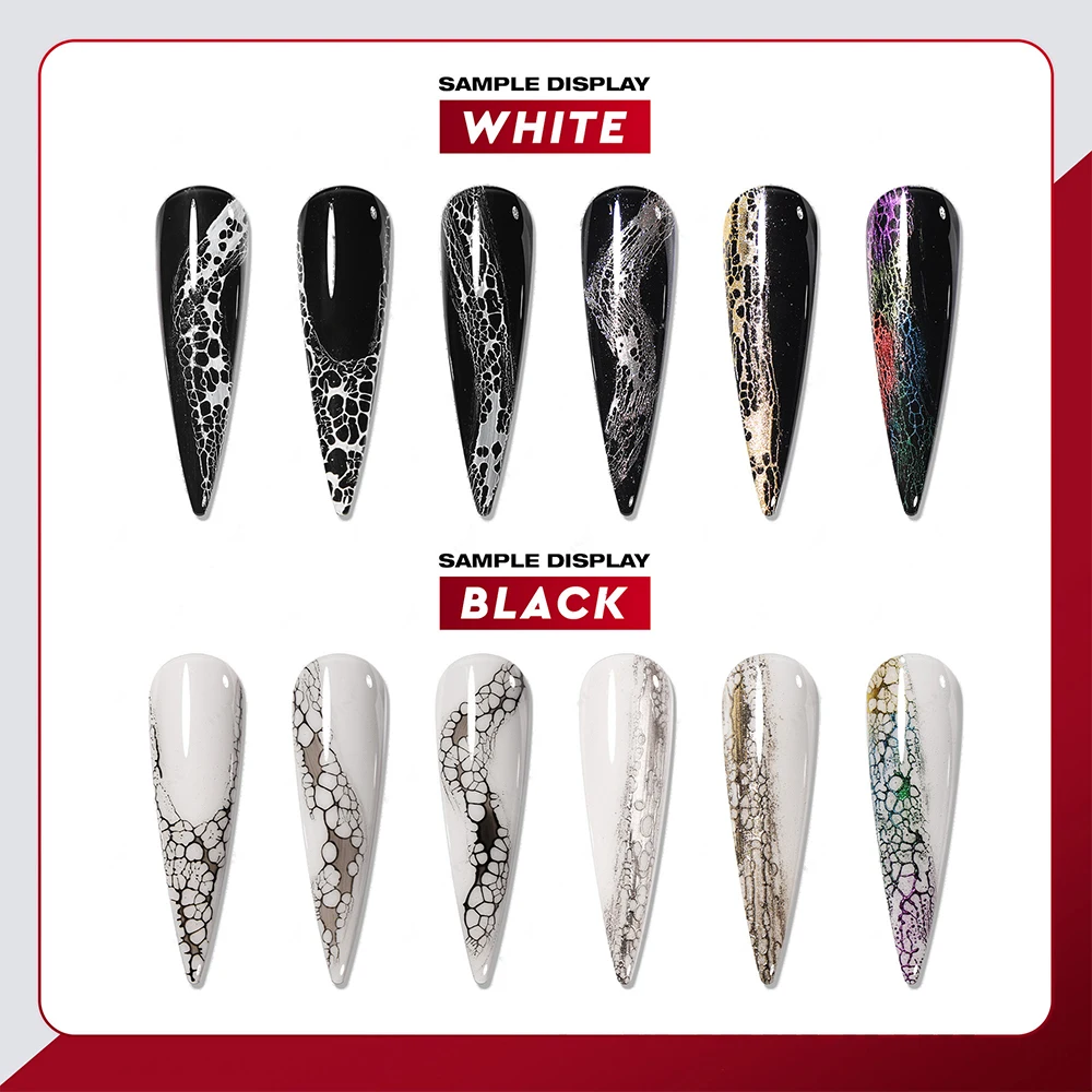 5g White Black Lace Gel Nail Polish Hole Bubble Wave Texture Abstract Nail Gel UV/LED Semi-Permanent Nail Art Painting Varnish 2 thumbnail 2