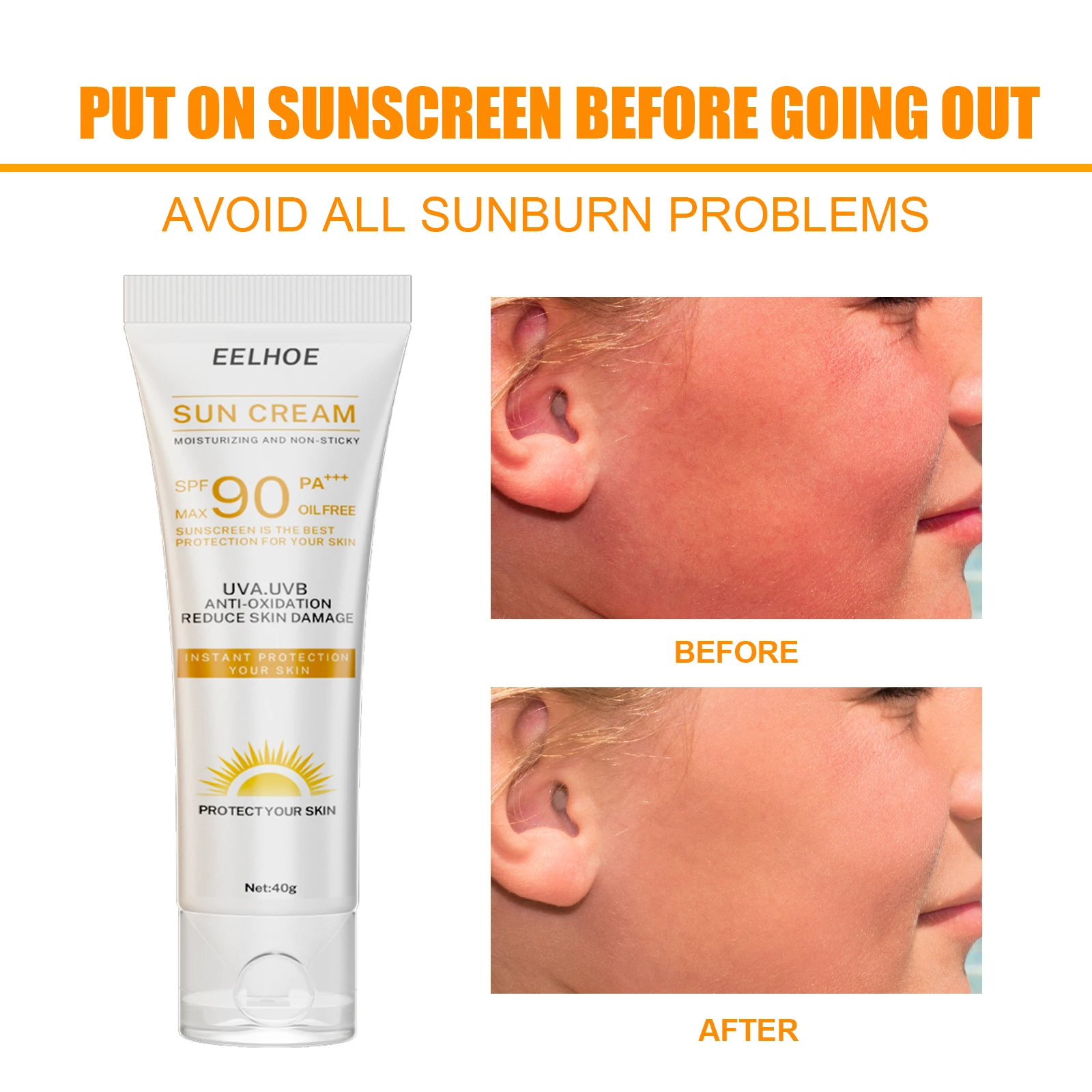 Facial Cream Sunscreen SPF 90 Brighten Sun Cream For Face Body Oil Control Moisturizer Daily Sunblock Skin UV Protective Lotion thumbnail 6