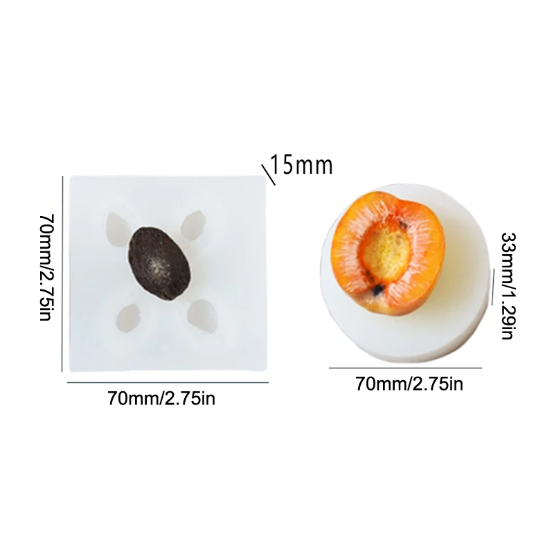 3D Apricot Fruit Candle Silicone Mold Form Handmade Resin Clay Crafts Cake Decorating Tools Plaster Mould Candle Making Supplies thumbnail 6