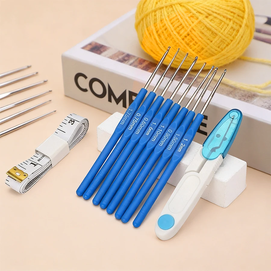 16-Piece Single-Head Crochet Hook Set, Handmade DIY Knitting Needle Kit, Random Colors thumbnail 5