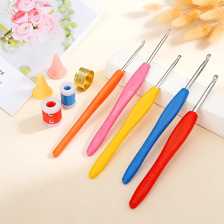 16-Piece Single-Head Crochet Hook Set, Handmade DIY Knitting Needle Kit, Random Colors thumbnail 6