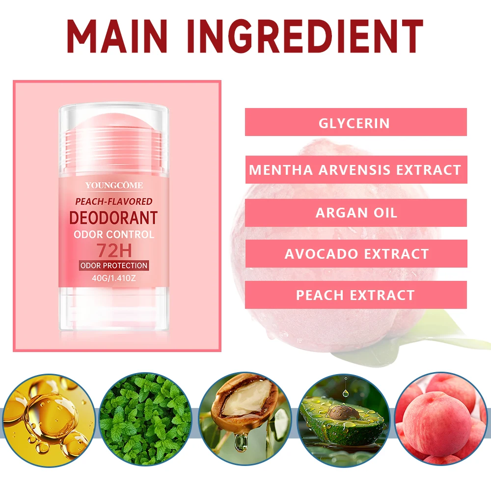 Women's Peach Vanilla Deodorant Lotion Multiple Fruits Perfume Remove Armpit Odor Underarm Atmosphere Long Lasting Fragrance thumbnail 3
