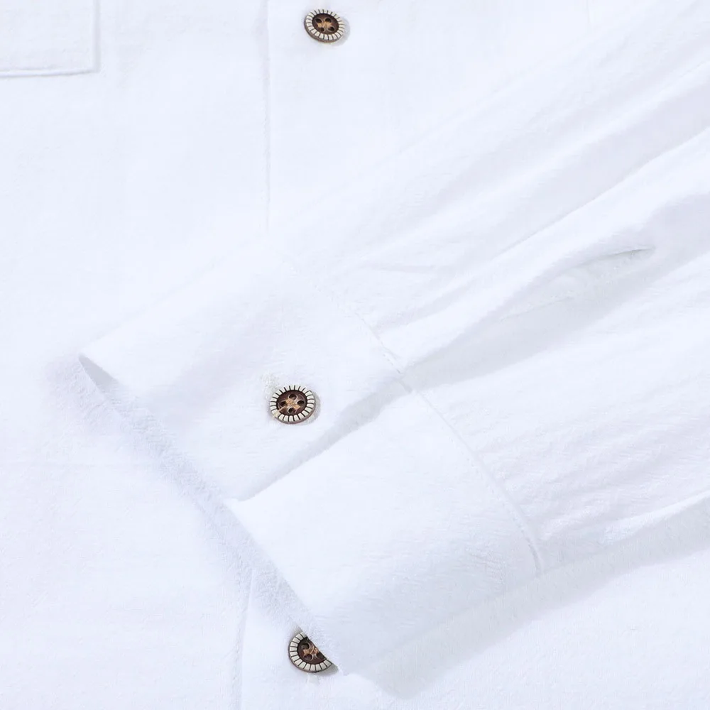 2026 New Men's Long Sleeve Casual Shirt Double Chest Pocket Button Up Shirt Soft Cotton Linen Men's Daily Work Tops thumbnail 4
