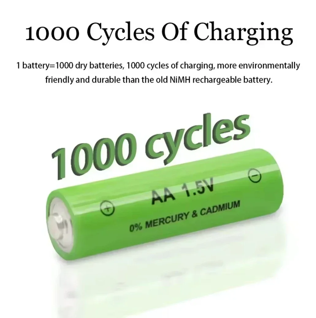 High Capacity 1.5V AA 3000mAh Rechargeable Battery Long Lasting for Toys Cameras Remotes Flashlights Mice thumbnail 3