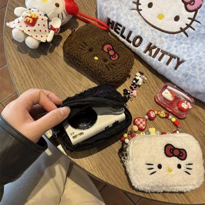 Hello Kitty Plush Coin Purse – Kawaii Teddy Fuzzy Mini Wallet with Zipper, Cartoon Bag Charm for Women Girls Coin Storage & Gift thumbnail 3