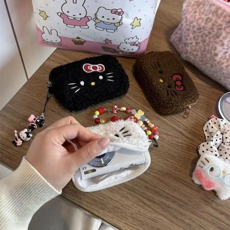 Hello Kitty Plush Coin Purse – Kawaii Teddy Fuzzy Mini Wallet with Zipper, Cartoon Bag Charm for Women Girls Coin Storage & Gift thumbnail 5