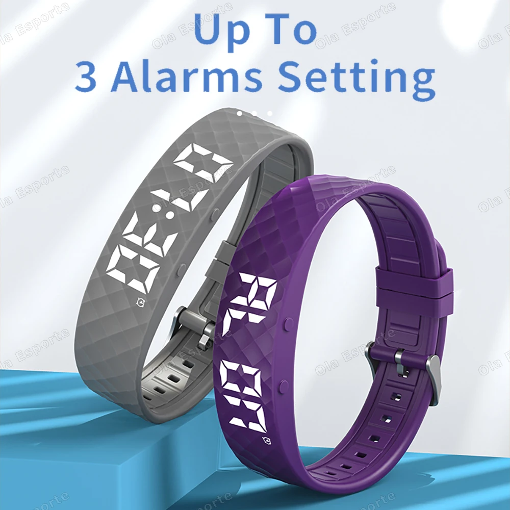 Vibrating Alarm Clock Watch Heavy Sleepers Silent Wake-Up Smart Bracelet Men Women Adjustable Wearable Vibration Wrist Band HW12 thumbnail 4