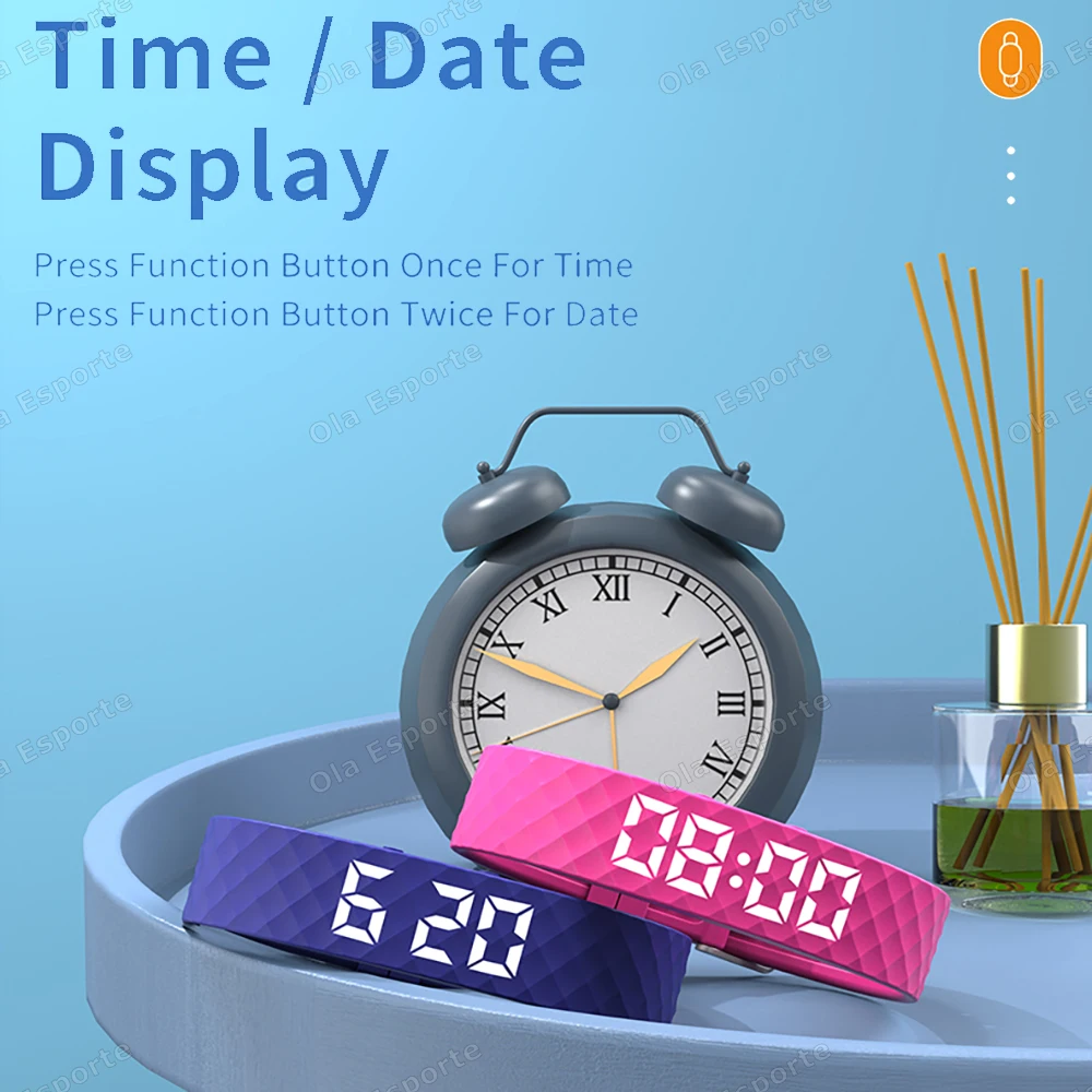 Vibrating Alarm Clock Watch Heavy Sleepers Silent Wake-Up Smart Bracelet Men Women Adjustable Wearable Vibration Wrist Band HW12 thumbnail 3