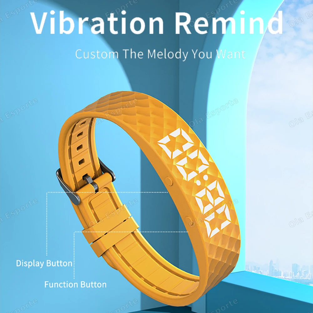 Vibrating Alarm Clock Watch Heavy Sleepers Silent Wake-Up Smart Bracelet Men Women Adjustable Wearable Vibration Wrist Band HW12 thumbnail 2