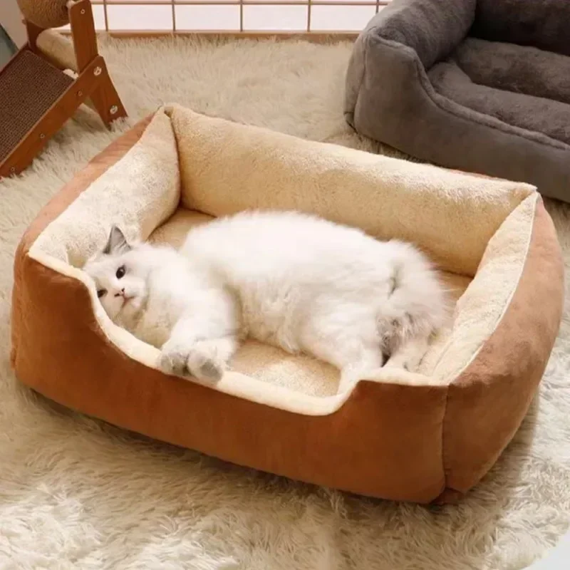 Bed for Cats Pet Products Cushions Kitten Goods Accessories Dog All Home Supplies Things Accessory Habitats Basket House Beds thumbnail 2