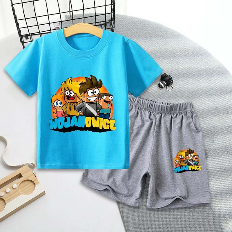 Wojan Teams T-shirt Shorts Set Kawaii Toddler Tops Fashion Round Neck Summer Casual Outdoor Wear Boy Birthday Clothes Gift Tees thumbnail 2