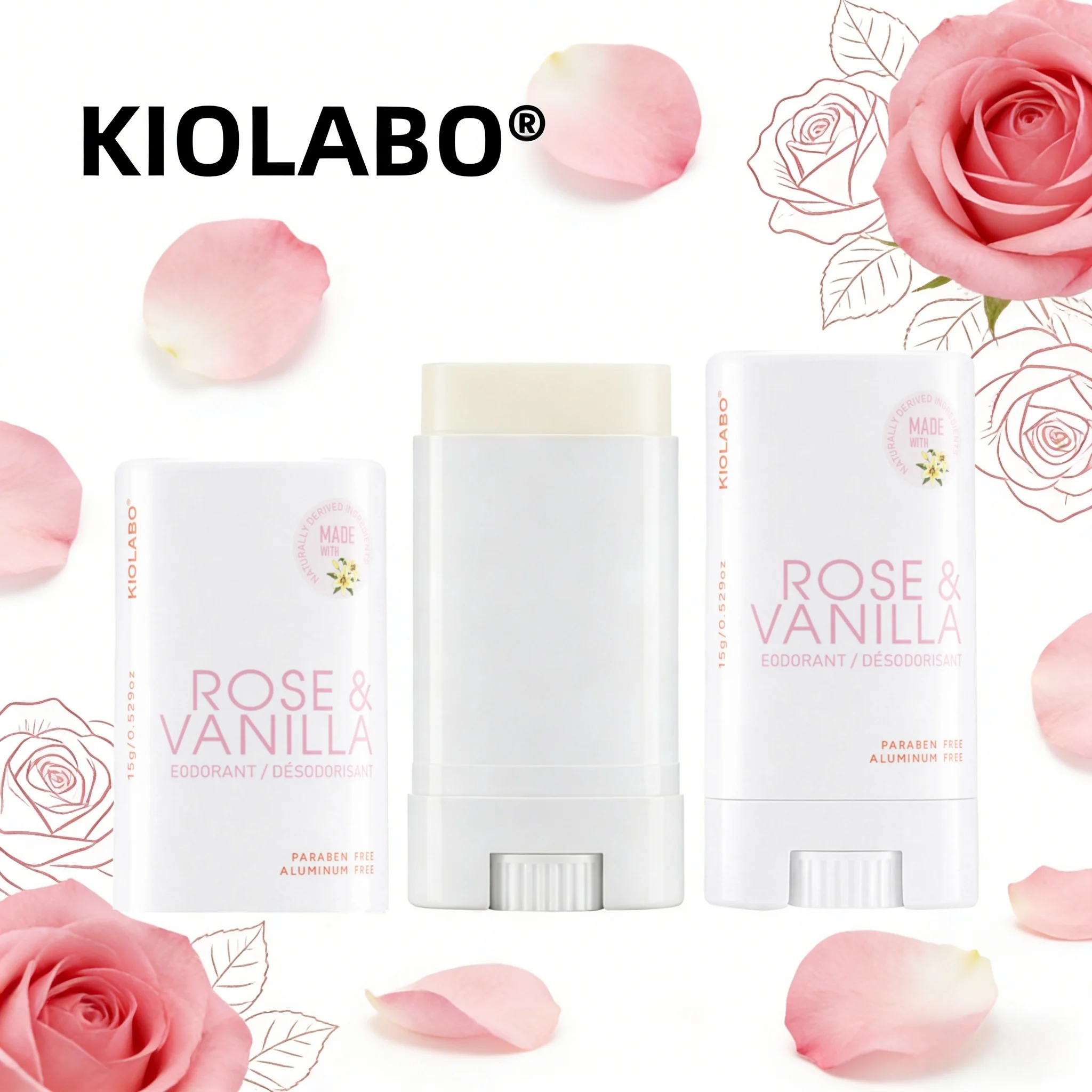 15g Rose Vanilla Deodorant Balm, 72H Fresh Scent, Whole Body & Underarm Use, Long Lasting Odor Protection