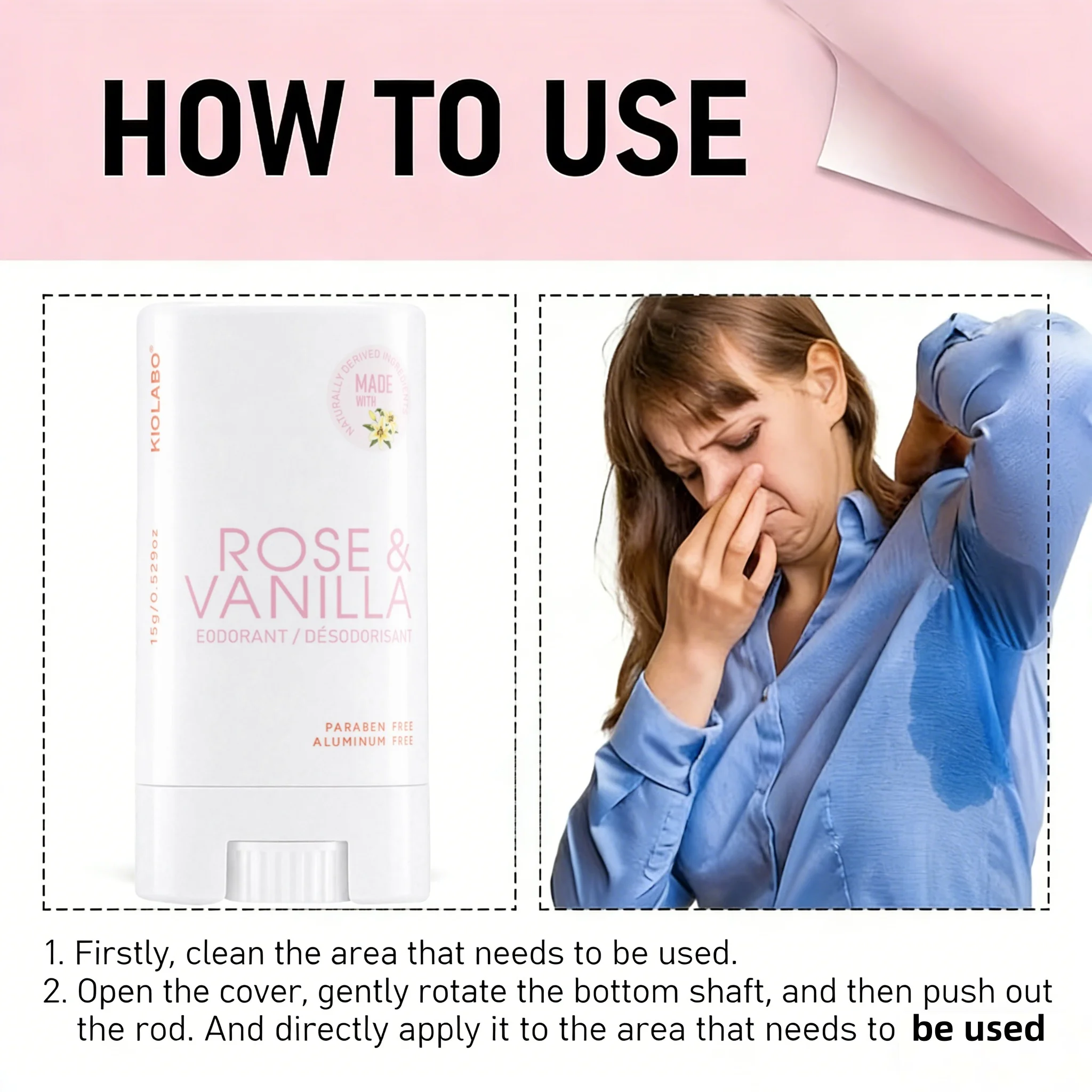 15g Rose Vanilla Deodorant Balm, 72H Fresh Scent, Whole Body & Underarm Use, Long Lasting Odor Protection thumbnail 6