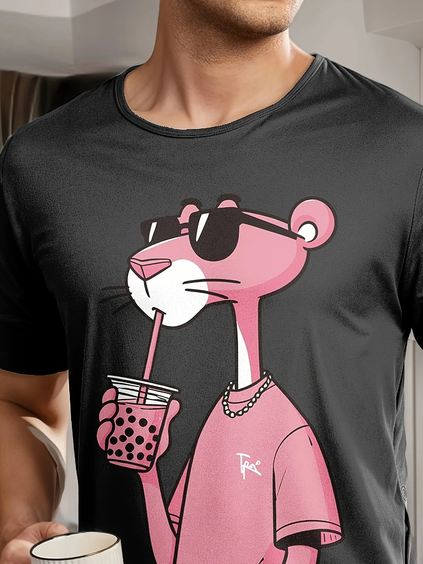 Men's casual pajama set, leopard-print T-shirt and shorts, comfortable summer sleepwear thumbnail 6
