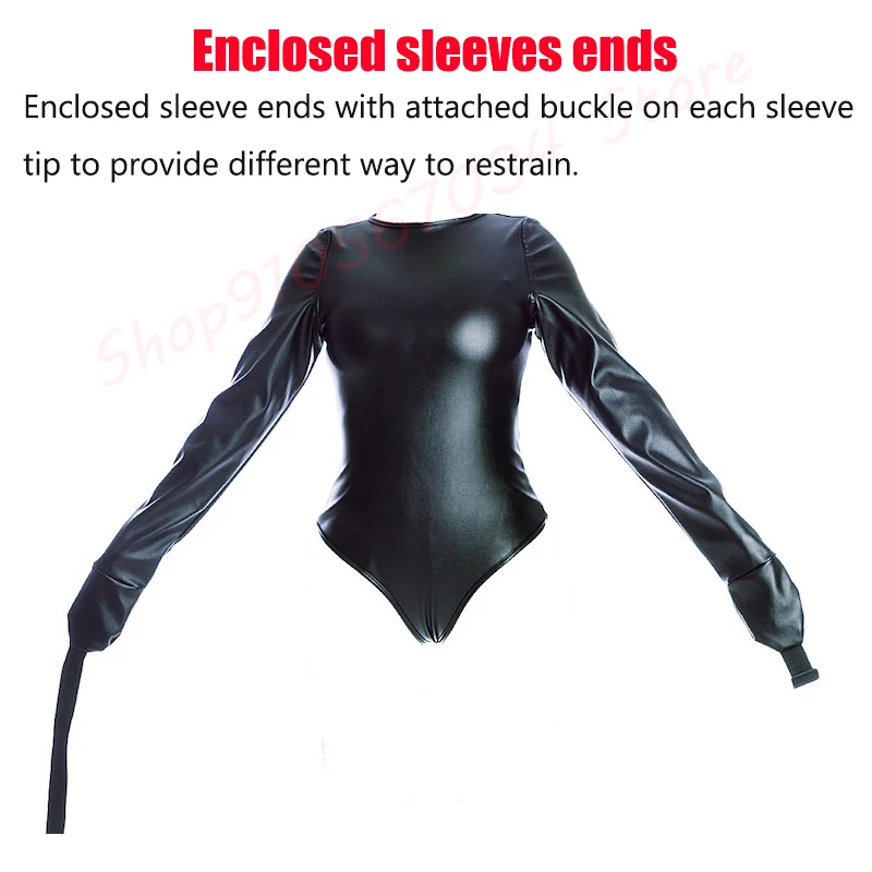 BDSM Leather Arm Binder Restraint Bodysuit Sexy Lingerie Fetish Bondage Straitjacket Slave Cosplay Binding Belts Couple Sex Toys thumbnail 5