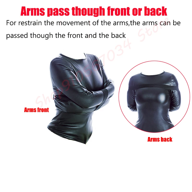 BDSM Leather Arm Binder Restraint Bodysuit Sexy Lingerie Fetish Bondage Straitjacket Slave Cosplay Binding Belts Couple Sex Toys thumbnail 2