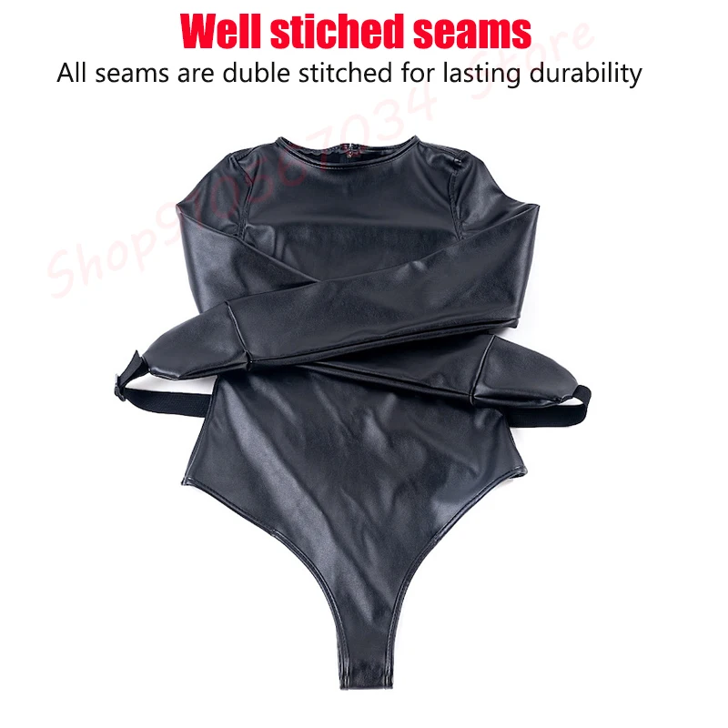 BDSM Leather Arm Binder Restraint Bodysuit Sexy Lingerie Fetish Bondage Straitjacket Slave Cosplay Binding Belts Couple Sex Toys thumbnail 6
