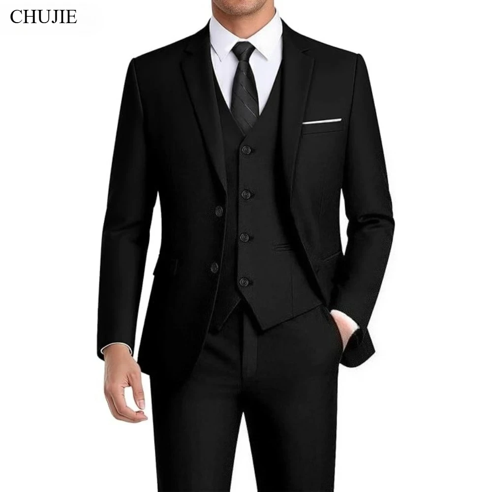 Suits For Men 3 Pieces 2 Set Elegant Wedding Slim Fit Jackets Pants Business Blazers Formal Outfit Fashion Classic 2026 Costume thumbnail 5