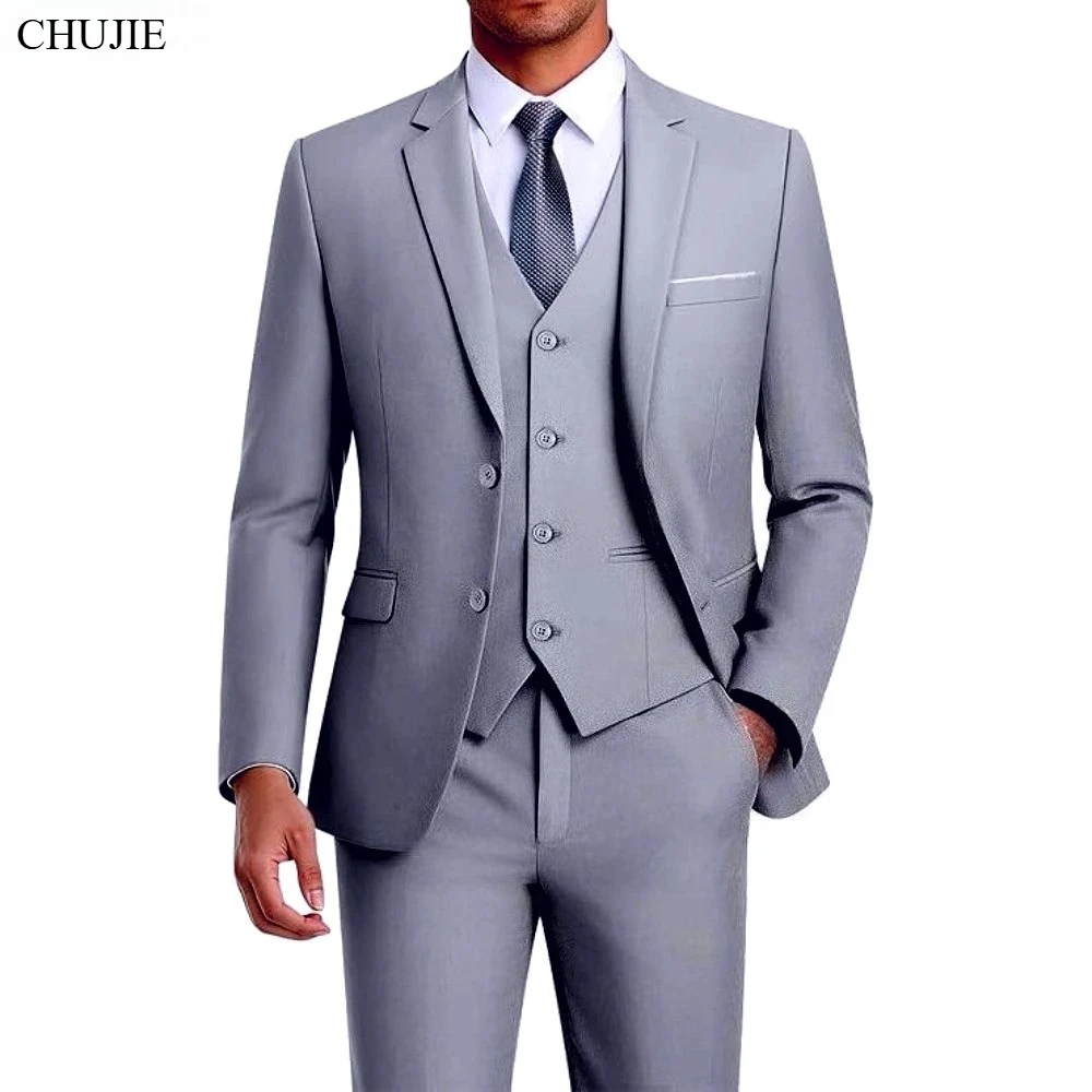 Suits For Men 3 Pieces 2 Set Elegant Wedding Slim Fit Jackets Pants Business Blazers Formal Outfit Fashion Classic 2026 Costume thumbnail 6