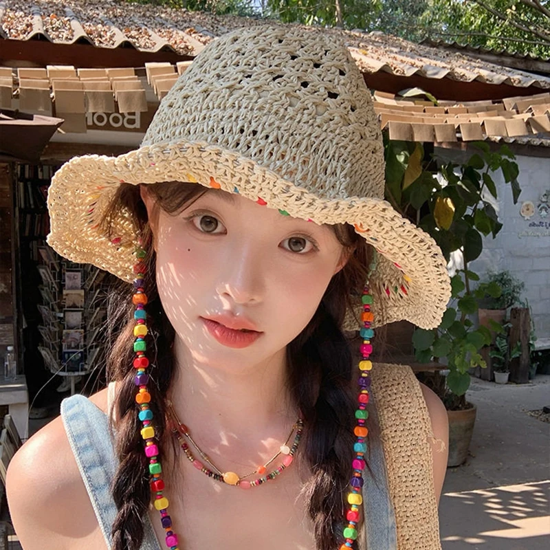 Summer Seaside Bow Beach Sun Hat Women Outdoor Travel Oversize Cap UV Protection Sea Beach Hat Wide Brim Sun Block Visor Hat thumbnail 6