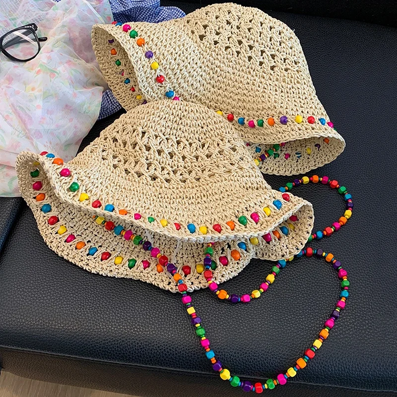 Summer Seaside Bow Beach Sun Hat Women Outdoor Travel Oversize Cap UV Protection Sea Beach Hat Wide Brim Sun Block Visor Hat thumbnail 5