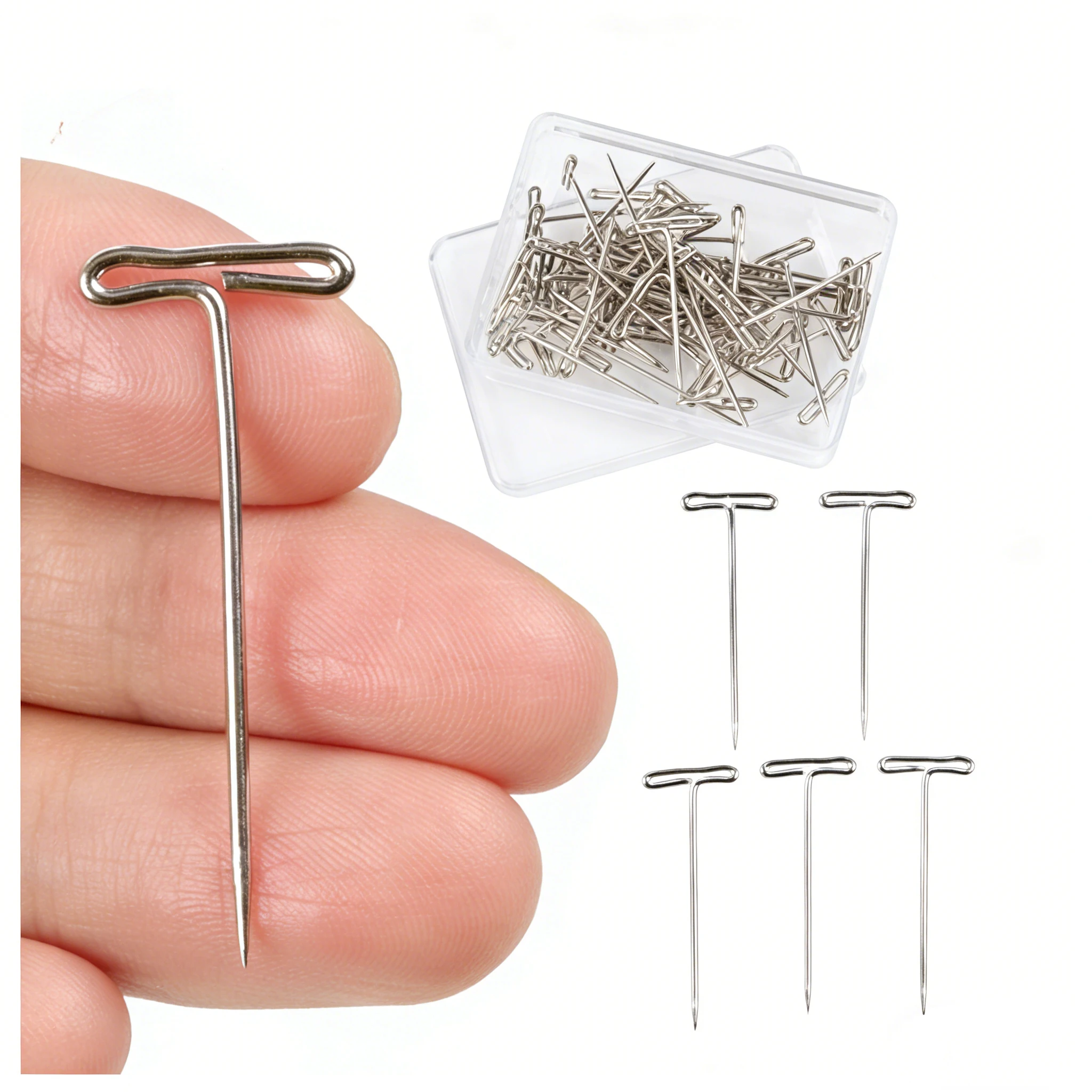 Stainless Steel Wig T Pins For Mannequin Head Wig Fixing Holding Blocking Pins Hair Extensions Styling Tools Salon Hairdressing thumbnail 6
