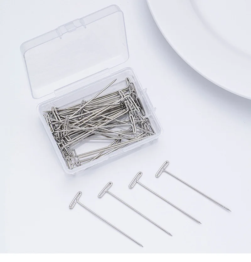 Stainless Steel Wig T Pins For Mannequin Head Wig Fixing Holding Blocking Pins Hair Extensions Styling Tools Salon Hairdressing thumbnail 3