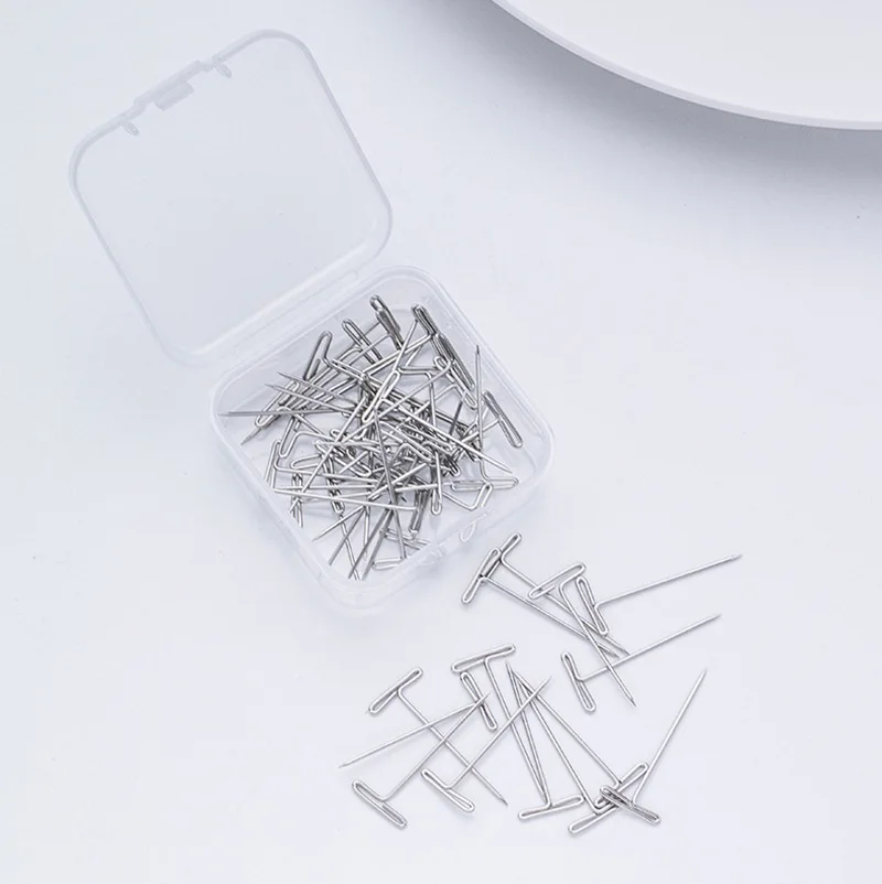 Stainless Steel Wig T Pins For Mannequin Head Wig Fixing Holding Blocking Pins Hair Extensions Styling Tools Salon Hairdressing thumbnail 2