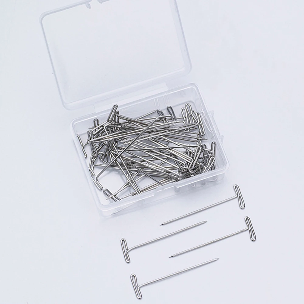 Stainless Steel Wig T Pins For Mannequin Head Wig Fixing Holding Blocking Pins Hair Extensions Styling Tools Salon Hairdressing