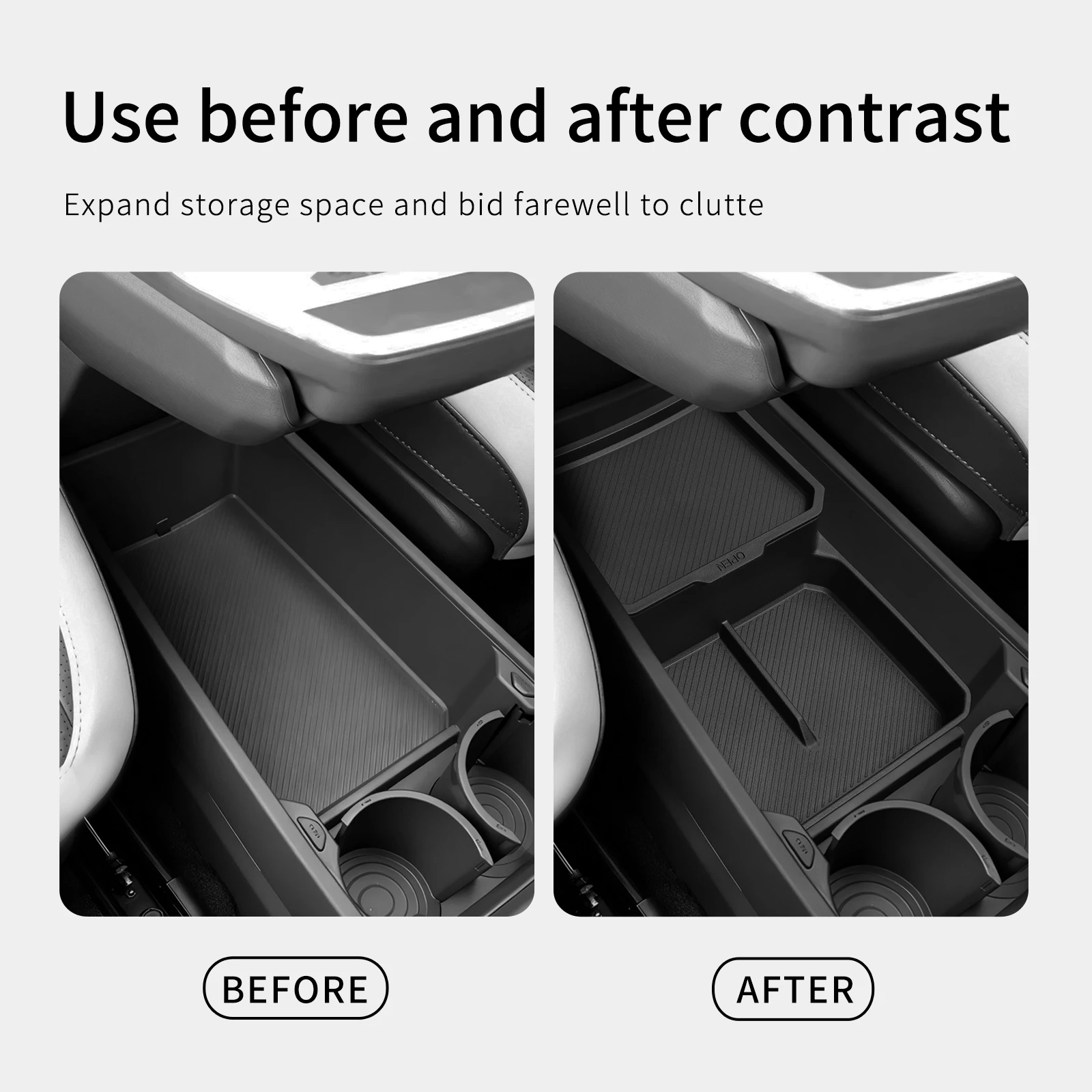 for Kia EV3 EV4 2024-2026 Center Console Layer Lower Storage Box Central Tray Organizer Car Interior Accessories Black thumbnail 4