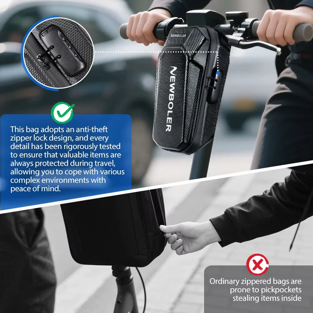 NEWBOLER 5L Electric Scooter Front Bag With Password Lock Large Capacity Electric Scooter Bag Outdoor Storage For Xiaomi Scooter thumbnail 3