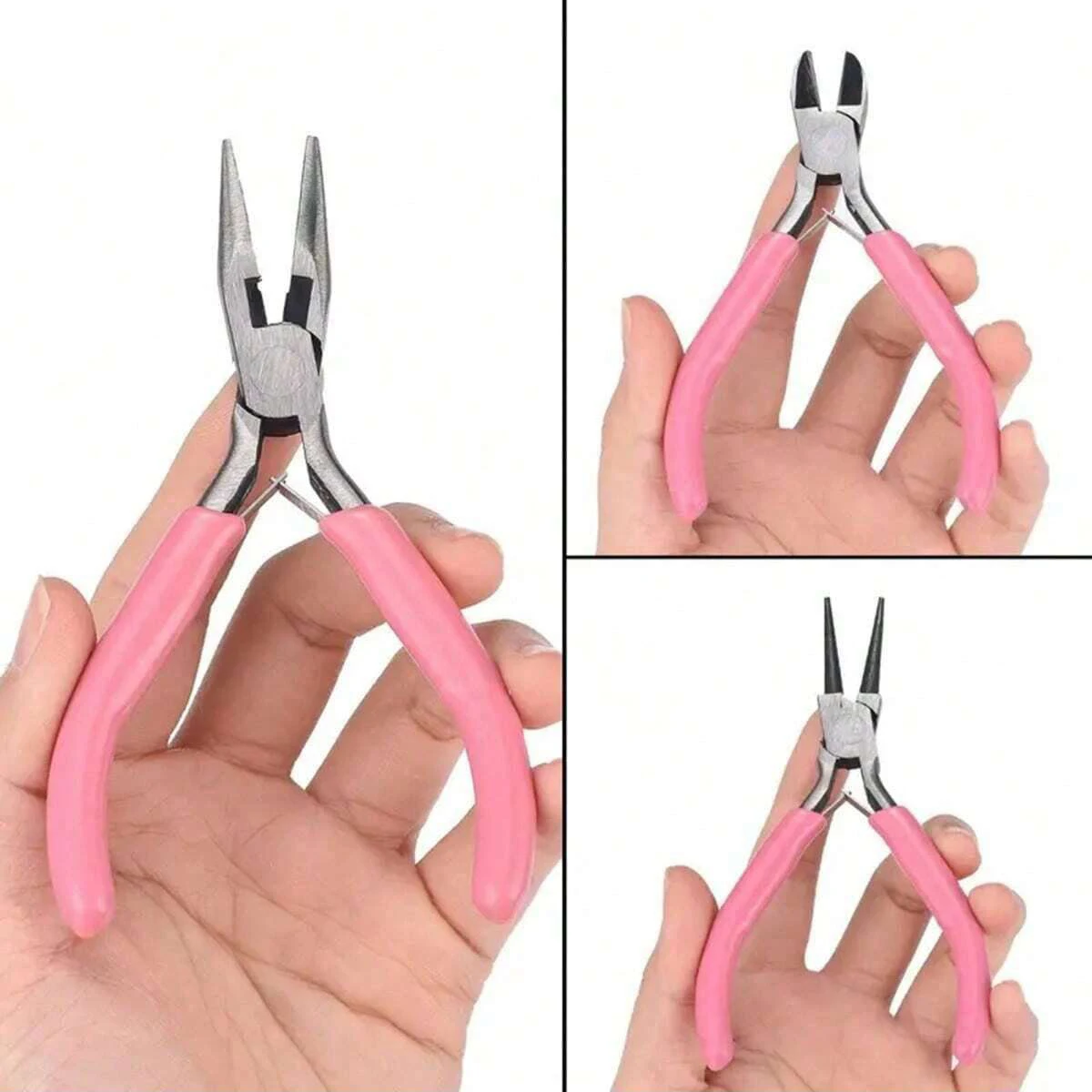 3pcs/1pcs Iron Pink Jewelry Pliers Tool Kit Includes Needle Round Wire Cutter And Curved Nose Pliers For Jewelry Making thumbnail 2