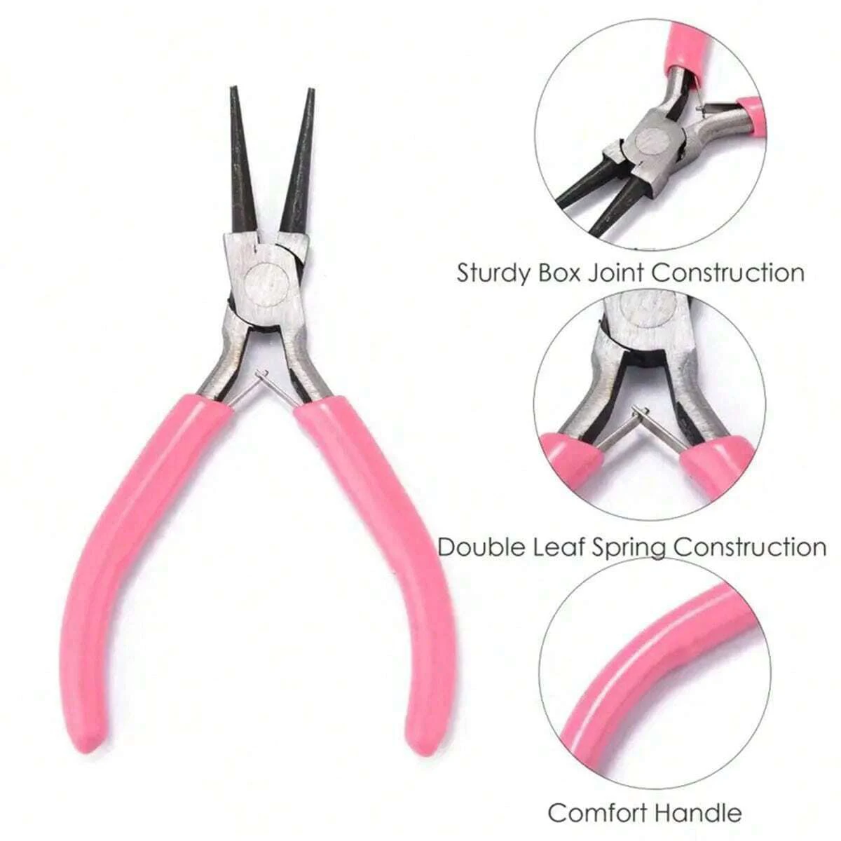 3pcs/1pcs Iron Pink Jewelry Pliers Tool Kit Includes Needle Round Wire Cutter And Curved Nose Pliers For Jewelry Making thumbnail 6