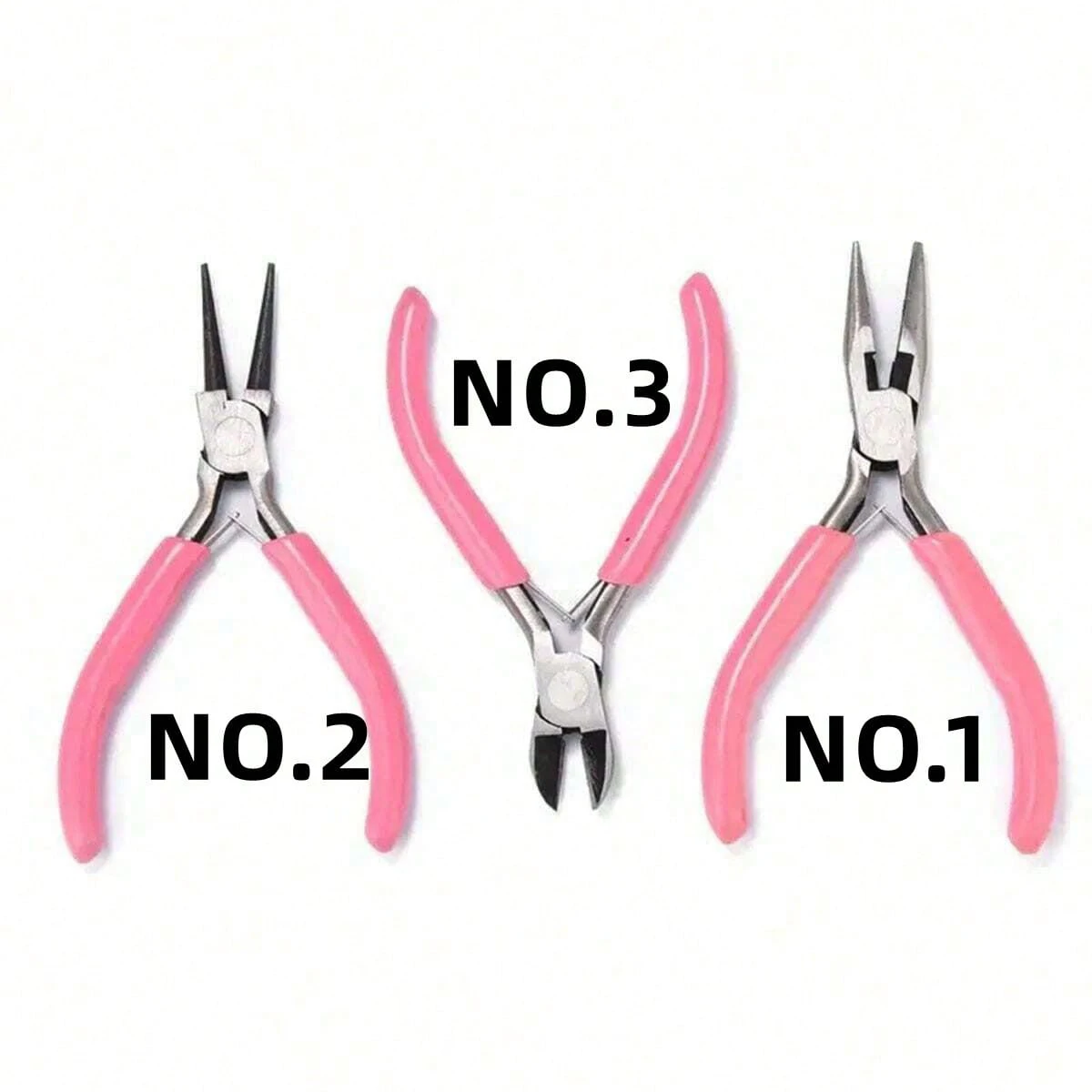 3pcs/1pcs Iron Pink Jewelry Pliers Tool Kit Includes Needle Round Wire Cutter And Curved Nose Pliers For Jewelry Making thumbnail 5