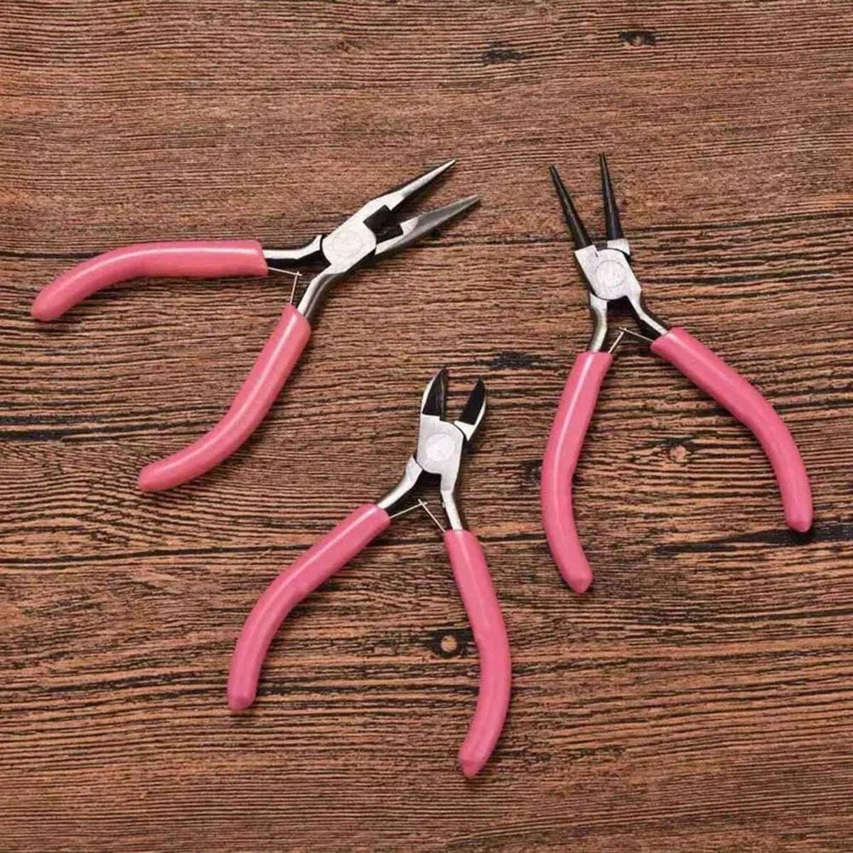 3pcs/1pcs Iron Pink Jewelry Pliers Tool Kit Includes Needle Round Wire Cutter And Curved Nose Pliers For Jewelry Making thumbnail 4