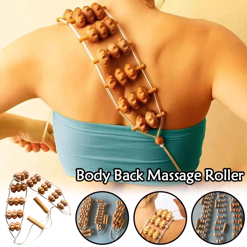 Wooden Massage Roller  Anti Cellulite Wood Therapy Tool Deep Tissue Body Massager for Back Leg Neck Muscle Relief
