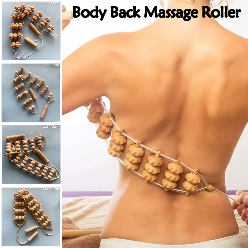 Wooden Massage Roller  Anti Cellulite Wood Therapy Tool Deep Tissue Body Massager for Back Leg Neck Muscle Relief thumbnail 6