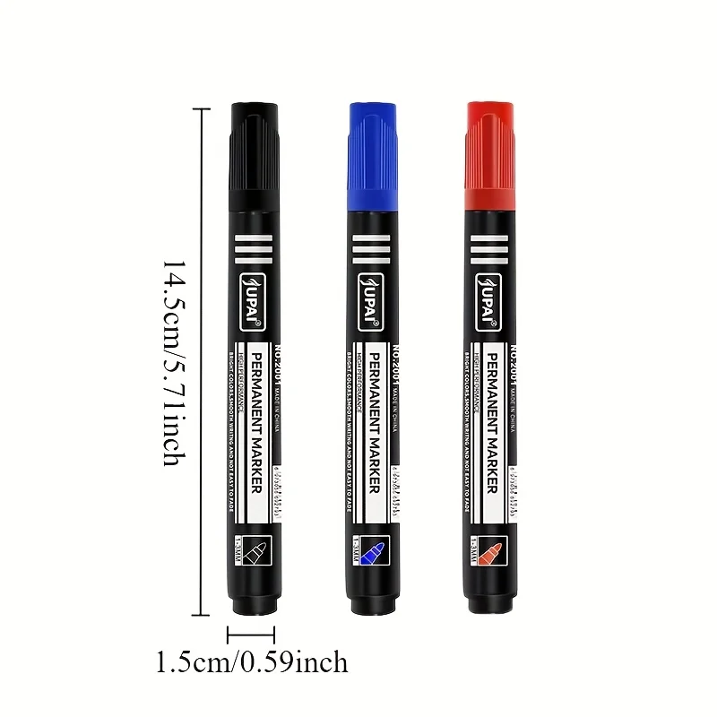 3 Pcs Set Black/Red/Blue Waterproofing Quick Drying Oil Marker Pen Art Dust-free Supplies Doodling Manga Drawing Stationery thumbnail 6