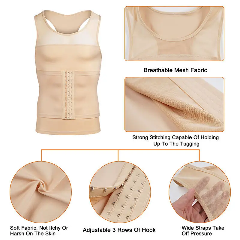 Men's Shapewear Tank Top Button Adjustable Abdomen Control Fitness Forming Vest Cross-Border Best Selling Slimming Vest thumbnail 4
