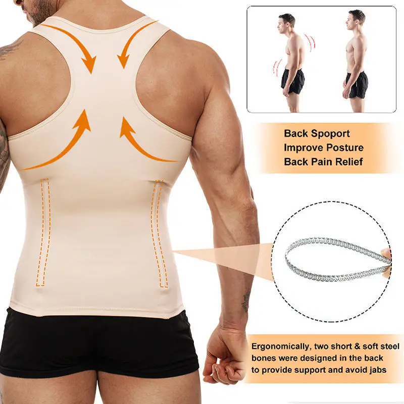 Men's Shapewear Tank Top Button Adjustable Abdomen Control Fitness Forming Vest Cross-Border Best Selling Slimming Vest thumbnail 3