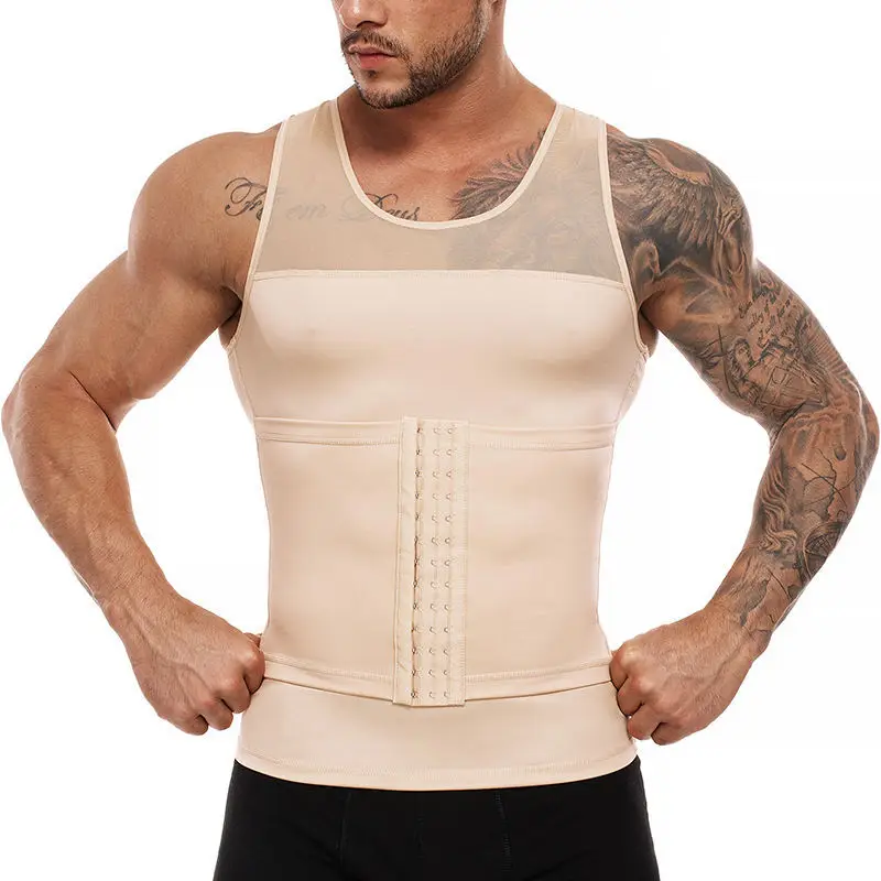 Men's Shapewear Tank Top Button Adjustable Abdomen Control Fitness Forming Vest Cross-Border Best Selling Slimming Vest