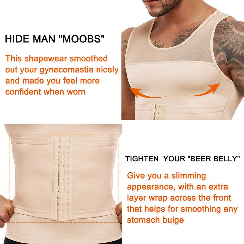 Men's Shapewear Tank Top Button Adjustable Abdomen Control Fitness Forming Vest Cross-Border Best Selling Slimming Vest thumbnail 2