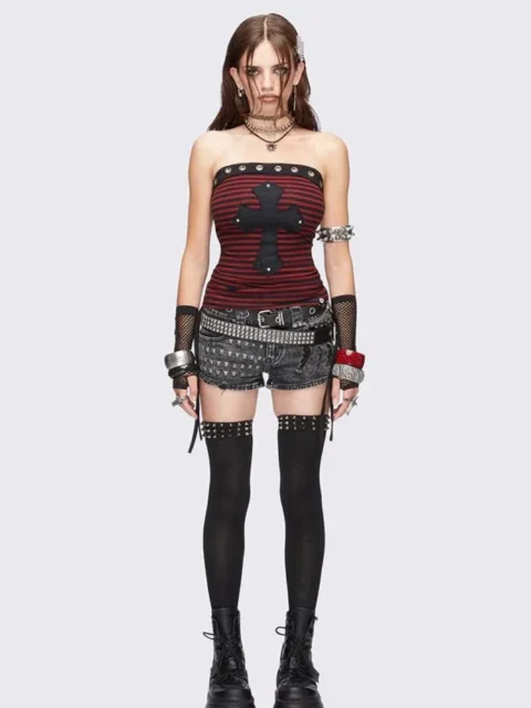 Fashionable Punk Elastic Black Knee High Spike Rivet Decoration Border Subculture Y2K Streetwear Knee High Socks Long Tube Socks thumbnail 5